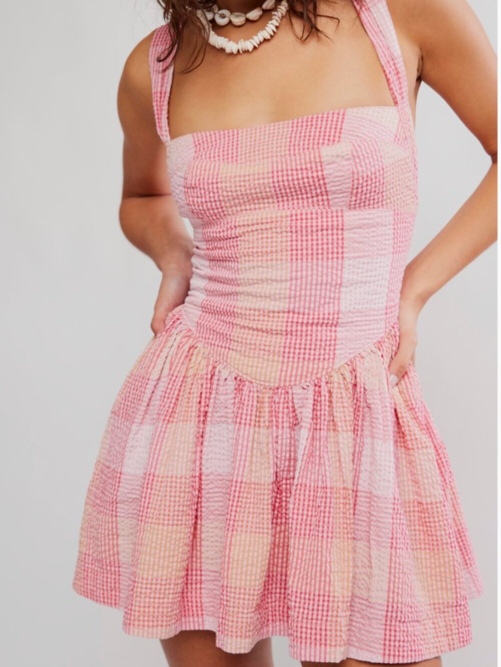 Free People Laurel Plaid Mini Dress in Pink - Picture 4 of 9